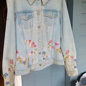 Women's embroidered denim jacket size 8